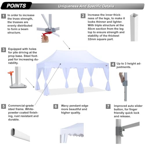 Image of ABCCANOPY Patio Pop Up Canopy Tent with Curtain 10x20 Event-Series (White)