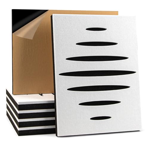 Art3d 6-Pack Self-Adhesive Soundproof Acoustic Panels for Wall, 16 x 12 Inch Wave Design Noise Block with Polyester & Foam for Bedroom Studio Office