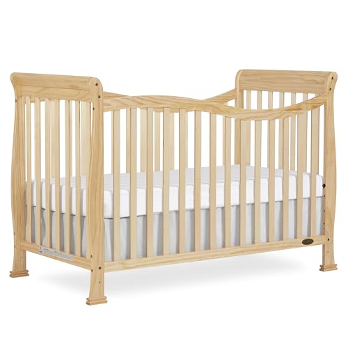 Image of Dream On Me Violet 7-in-1 Convertible Full-Size Baby Crib with Toddler, Day & Full Bed Conversion in Natural, GreenGuard Gold & BSA, 4 Mattress Heights, Sustainable Pinewood
