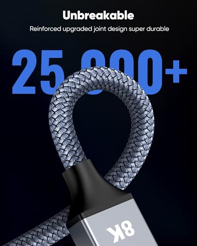 Image of Capshi 100ft 8K 4K@120Hz HDMI Cable 2.1, Fiber Optic 48Gbps High Speed Cord | for PS5 /4, TV, Gaming Console, Monitor, 8K@60Hz, 2K@240Hz, 144Hz, Support HDR, eARC, DTS:X, HDCP 2.2 & 2.3, Braided