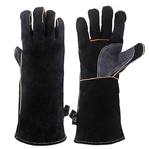 Leather Welding Gloves – Heat/Fire Resistant, Perfect for Oven/Grill/Mig/Fireplace/Stove/Pot Holder/Tig Welder/BBQ