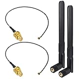 WiFi Antenna Kit 4pcs,Dual Band 2.4GHz 5.8GHz Antenna 8dBi MIMO RP-SMA Male Antenna + 17CM MHF1 to RP-SMA Female Pigtail for WiFi Module,Arduino Wemos,esp32,Mini PCI, M.2, Router Board,Kaunosta
