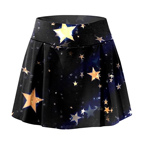 ZLBDYG Saia xadrez feminina, casual, para treino, estampada, tênis, ioga, esportes, saia curta, Azul