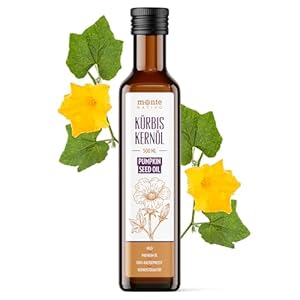 Kürbiskernöl Monte Nativo (500ml) – Pumpkin Seed Oil Kaltgepresst, Nativ & Unraffiniert – Omega-Fettsäuren Für Wohlbefinden & Hautpflege – Kürbisöl Ideal Für Ernährung, Salatdressings & Hautpflege
