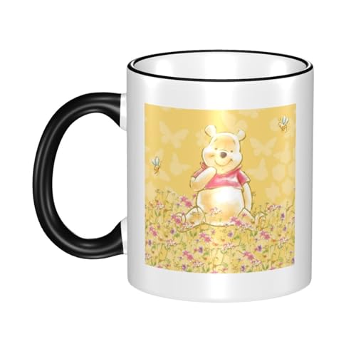 くまのプーさん マグカップ 保温・保冷 電子レンジ対応 コーヒーカップ 陶器 セラミック 耐高温 軽量 個性人気 誕生日プレゼント大容量 Black