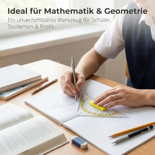 4 Stück Geodreieck mit Griff, 16cm Geodreieck aus Kunststof, Transparent Flexibel zum Kreise Zeichnen, für Büro Designer Studenten Malerei
