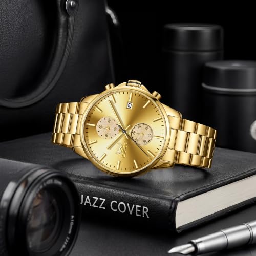 Image of OPK Mens Chronograph Watch Stainless Steel Strap Date Display Luminous Waterproof Business Wrist Watch