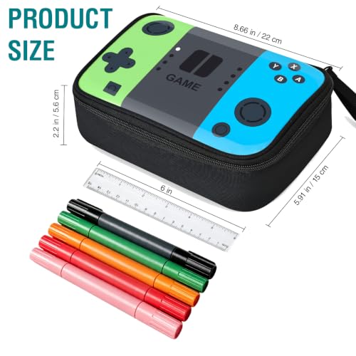 Image of Gamer Pencil Case for Boys - Large Kids Pencil Pouch with 4 Compartments, Wide Zipper Opening, Durable Wipable Fabric Easy to Clean, Soft School Supplies Box for Grades 1-6, Fits All Gear