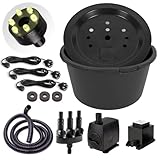 CLGarden Springbrunnen Set mit 90L Springbrunnenbecken und 1300 l/h Pumpe, 3X LED Beleuchtung warmweiß für DIY Gartenbrunnen Quellstein Bachlauf