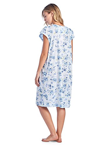 Casual Nights Women's Fancy Lace Flower Short Sleeve Nightgown - Blue - X-Large - Thumbnail 3