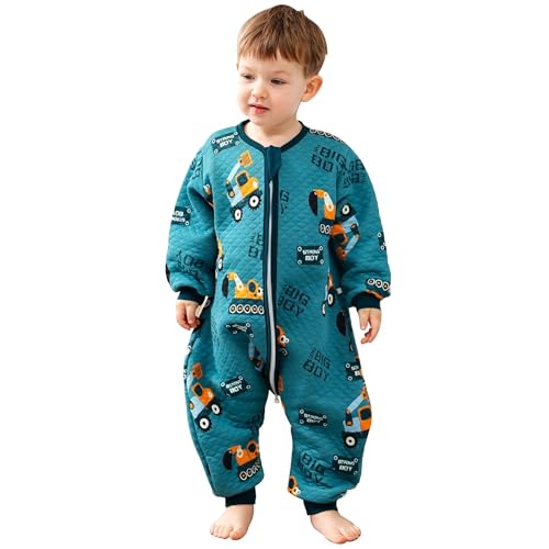 Image of ZIGJOY Toddler Sleep Sack with Feet 1.5 Tog Sleeping Bag with Legs Wearable Blanket Toddler Cotton Footed Sleep Sack for Early Walkers, Excavator, 2T-3T, Medium