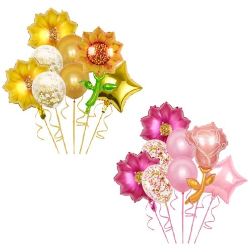 16 unidades balões de flores balões de girassol e rosas rosas papel de alumínio multicolor ideais para o dia dos namorados Natal Dia da Mãe aniversário declarações de amor e decoração de casamento