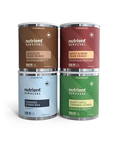 Nutrient Survival Breakfast, Vitamin Powdered Milk, Apple Cinnamon Oatmeal, Chocolate Grain Crunch Cereal, Maple Almond Grain Crunch Cereal, Emergency Food Supply, Shelf Stable Up To 25 Years #TOP17