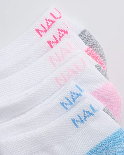 Image of Nautica Womens No Show Socks Moisture Wicking Athletic Low Cut Socks 6 Pack | Moisture Wicking Dri-Motion Fabric, Cushioned Key Areas, Banded Arch Support, No Show Low Cut, Shoe Size 4-10