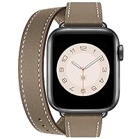 2396 Apple Watch エルメス　ブラウン　二重巻き　　バンド　レザー 2 アップルウォッチ ベルト バンド スマートレザーバンド 革