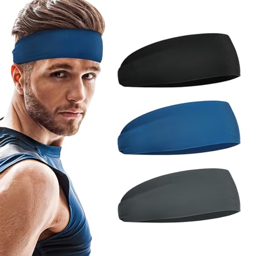 AFCJLTO 3pezzi Fascia Sportiva per Uomo e Donne, Fascia Elastica Bandana assorbente del sudore Fascia Antiscivolo Traspirante Unisex per Fitness, Jogging, Corsa, Ciclismo, Escursionismo