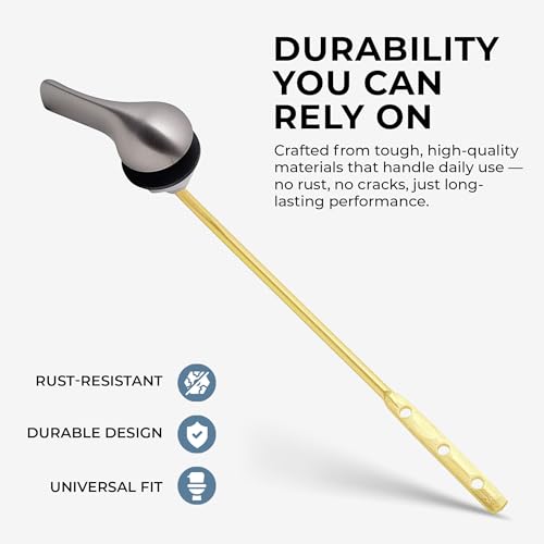 Image of Qualihome Brushed Nickel Finish Front Mount Toilet Handle Replacement Kit, Universal Toilet Tank Flush Lever Fits Most Standard Front-Mount Toilet Tanks