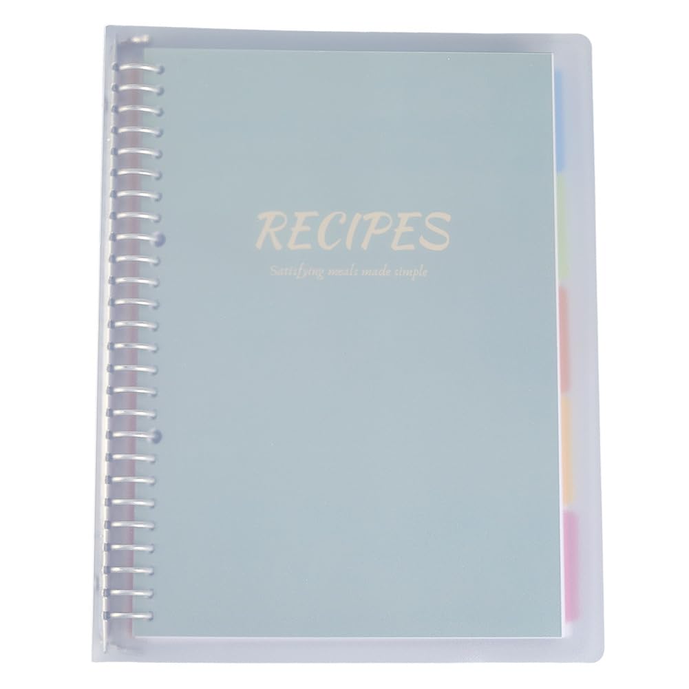 Quaderno di Ricette Vuoto da 10.8 x 8.5 Pollice con 80 Pagine Interne in Plastica Verde Mare Scuro Copertina Rigida Rimovibile Raccoglitore Personale per Cucina Fai da Te Cucina Casalinga