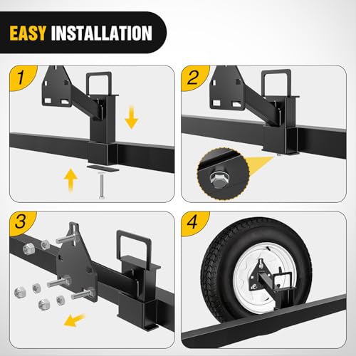 Image of Nilight Spare Tire Carrier Mount Stake Pocket Boat 3-Nuts Trailer Bracket Utility Trailer Accessories Fits 4 & 5 & 6 Lugs Trailer Wheels on 4 inch 4.5'' 4.75'' 5'' 5.5''and 6'' Bolt Patterns 150 Lbs