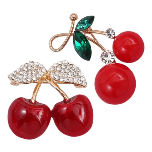 ROMISBABA 2 piezas Broche Cereza con Accesorio de Moda para Ropa y Solapas Pin Decorativo Kawaii para Mujer y Hombre Joyería Original para Cumpleaños