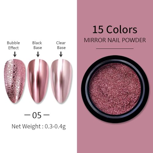 Pó de unha cromado rosa efeito espelhado poeira metálica holográfica glitter vitrificado decoração d