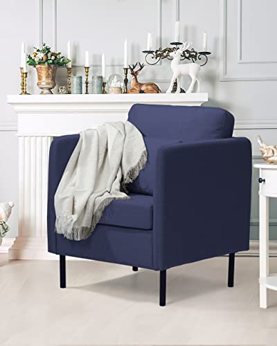 Xspracer Accent Chairs, Comfy Sofa Chair, Armchair For Reading, Living Room, Bedroom, Waiting Room, Linen, Navy Blue #TOP20