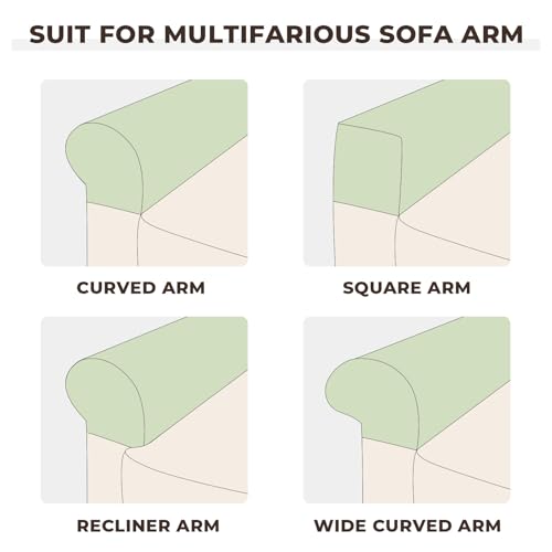Image of Couch Arm Covers 2 Pcs Sofa Armrest Covers Stretch Couch,Armrest Cover for Chairs Scratch-Resistant Sofa Arm Cover Armchair Slipcovers,Avocado Green