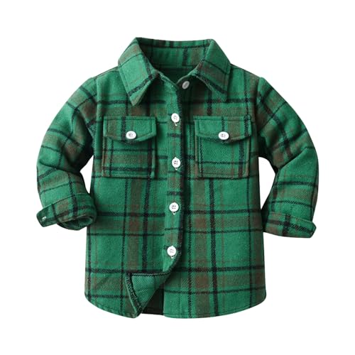 BILIKEYU Boys Girls Plaid Fleece Jacket Button Down Casual Fall Outwear Clothes Kids Long Sleeve Shirts Top