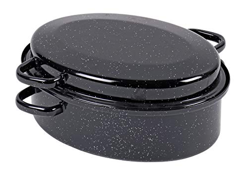 Krüger Gansbräter Emaille schwarz/weiß 42 cm