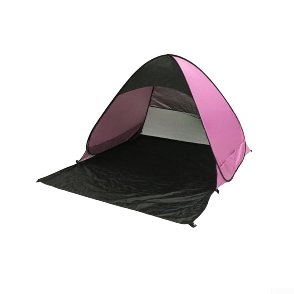 TDCuizent Lightweight Up Beach Tent Automatic Quick Opening Sun Shelter UV Protection Portable Camping Canopy for Adventures Hiking Fishing Blue Green Orange(Pink with Black)