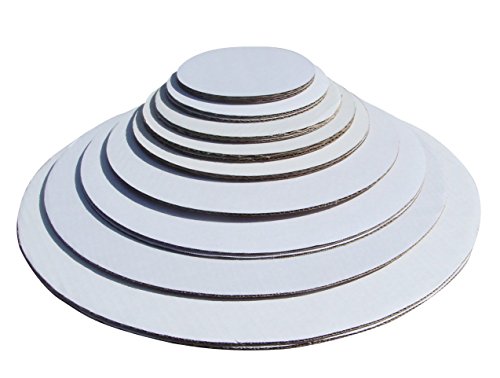 Cake Pizza and Pie Circle, Sturdy White Corrugated Cardboard, 100% Food Safe (6", 7",8", 9", 10" 12", 14"- 6 of Each)