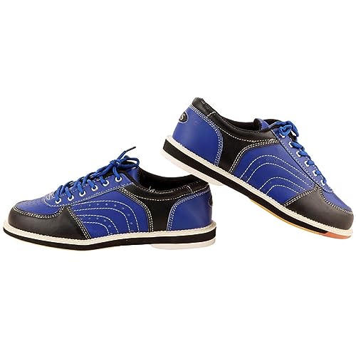 DHAEY Woman's Bowling Shoes PU Leather Wear-Resistant Lightweight Fashion Youth Athletic Fitness Shoes Bowling Sport Shoes (Color : Blue, Size : 11.5 Women/10 Men)