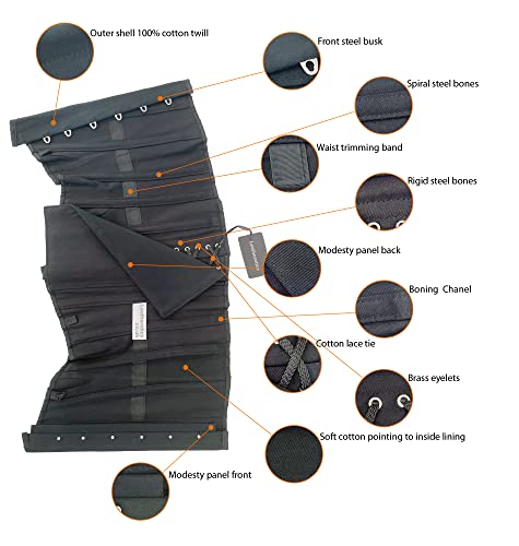 Handmade Cotton Corset for Men-Mens Corset Waist Trainer with Cotton Back Laces for Tightening 1224MC3