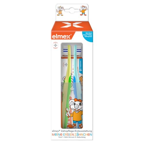 elmex Zahnpasta Baby Zahnpflege-Set, Baby 0-2 Jahre, 4-teilig