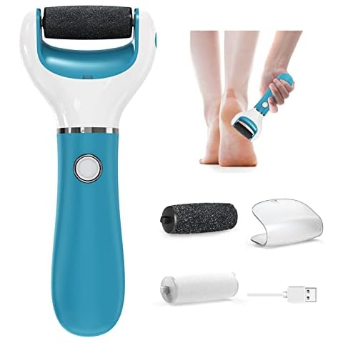 Professional Electric Foot File, Electric Hard Skin Remover with 2 Rollers, 2 Speeds, Rechargeable Foot Care, Pedicure Tools to Remove Cracked Heels, Callus, and Dead Skin Softly (#Blue) Cover