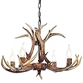 OLHAPZP Antler Chandelier Lighting Deer Lamp Vintage Rustic Farmhouse Chandelier Light Fixture for Dining Room Kitchen Island Bedroom Entryway Foyer(4 Lights, Brown)