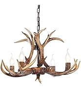 OLHAPZP Antler Chandelier Lighting Deer Lamp Vintage Rustic Farmhouse Chandelier Light Fixture fo...