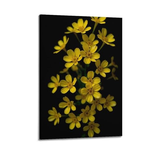 Bouquet de fleurs jaunes mural 60x90 cm pour déco salon moderne