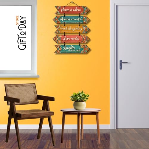 Image of Giftoday Wooden Hanging Wall Decor Sign for Home | Motivational, Spiritual, Garden & Quote Wall Hanging Plaque for Living Room, Bedroom, Entryway & Office Decor (Home Is Where Love Resides)
