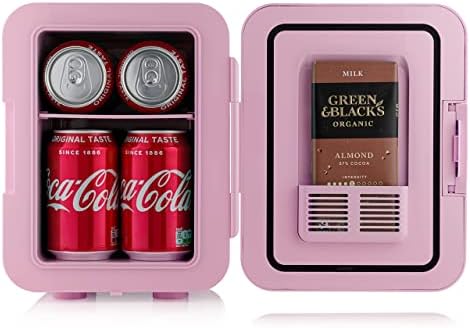 Barcool Cosmo4 Mini Fridge | 4 Litre / 6 Cans | AC/DC | Portable Small Desktop Cooler for Skincare/Beauty, Bedroom, Dorm, Car, Office & Travel (Pink)