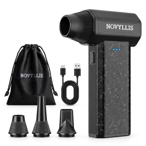 NOVYLLIS X113 Electric Air Duster, 3-Speed Mini Blower, 280000RPM, Black