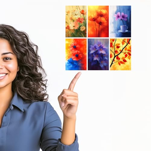 Image of SiddArtify Floral Watercolor Wall Art Prints Set - Botanical Flower Poster Decor for Living Room Bedroom - Set of 2-4x6 Inch - Board (Pack of 6) - Sticker (Pack of 6)