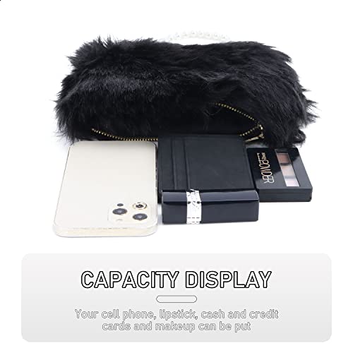 Ynport Faux Fur Bag For Women Fuzzy Evening Clutch Fluffy Feather Shoulder Purse Small Cute Furry Phone Crossbody Handbags #TOP2