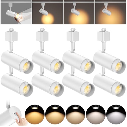 AIBISOD Zoomable LED Track Lighting Heads H Type Track Light Heads Dimmable 10W 5-color White Track Lights Bright Track Lighting Fixtures 2700K 3000K 4000K 5000K 6000K Adjustable 15°-60° CRI90+ 8 Pack
