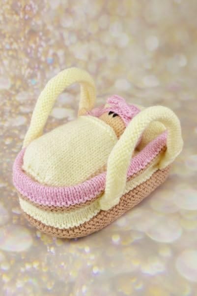 Knitting by PostKnitting Pattern: Dolly in a Basket Play Set, A5 Leaflet for Toy Creation, Ideal for Beginners and Intermediate Knitters, Compact Design for Easy Storage