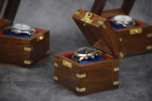 Image of Royal Craft Expertise Single Watch Box for Men - Travel-Friendly Velvet-Lined Watch Display Case | Handmade Dark Indian Rosewood Watch Organizer | Elegant Gift Box for Special Occasions