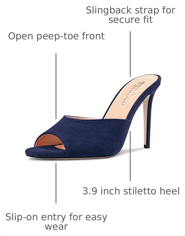 Image of TNYNFBEB Women Stiletto High Heel Peep Open Toe Sandals Slingback Slip-on Wedding Office Cute Basic Classic 3.9 Inches Heels