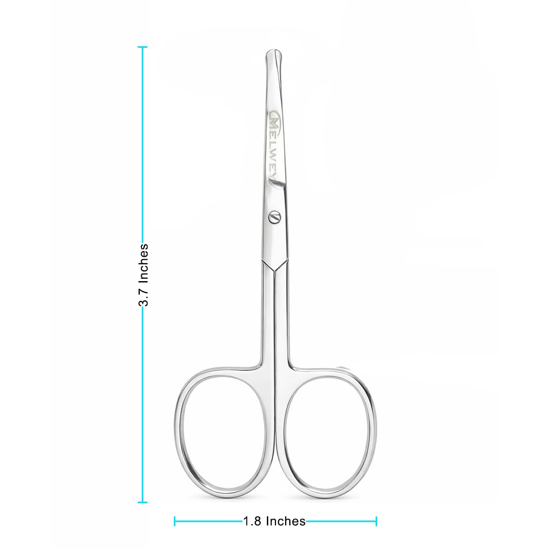 Tijeras redondeadas de acero inoxidable para vello facial, 3.7 pulgadas, tijeras de punta redondeada para nariz, cabello, bigote, barba, cejas, pestañas y uñas de bebé
