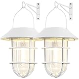 Upgraded Solar Outdoor Lights, Hanging Wireless Solar Lantern, Waterproof Solar Lights with Wall Mou