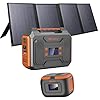 300W Portable Solar Generator Power Station, Small Camping Power Bank with Foldable 40W Solar Panel Bundle, 110V Portable Power Pack with AC Outlet for Camping Outdoor Home Use